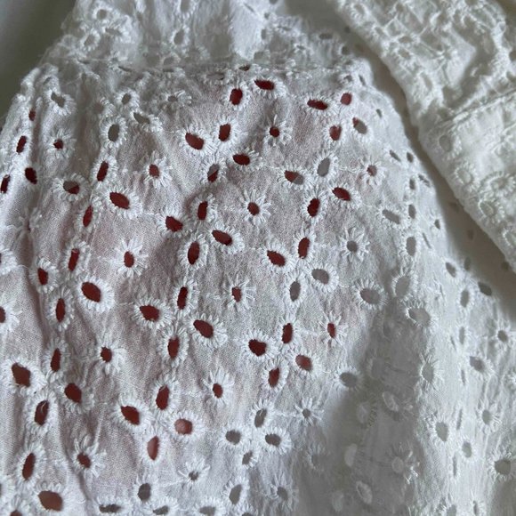 DOLORES COTTON EYELET BUTTON DOWN TOP - WHITE - Picture 9 of 9